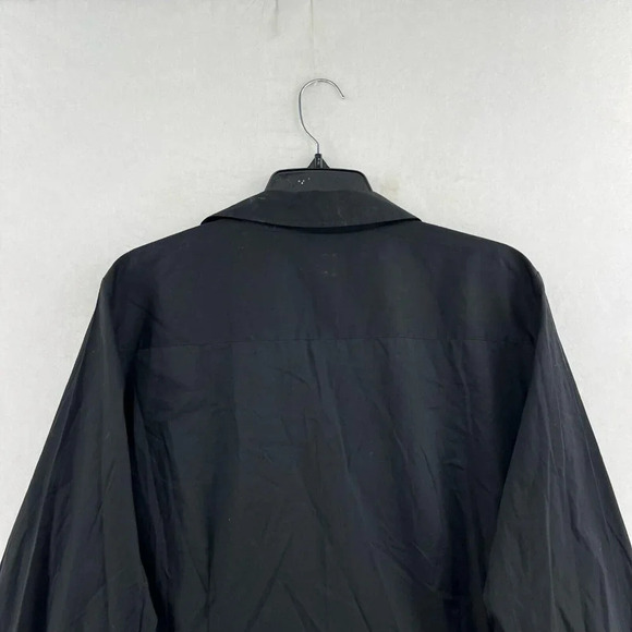 Liberte Button-Up Shirt Women's Sz 16W Black Plain Pleated Collared Stretch - Picture 8 of 11